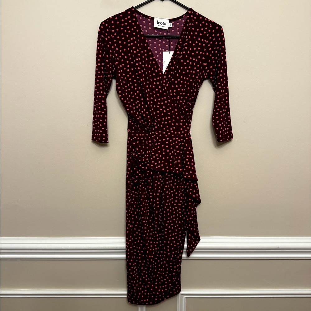 Leota Purple/Pink Polka Dot Dress XS NWT